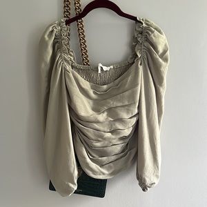 Astr, rouched green blouse, size Small